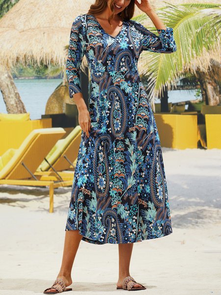 

Paisley Vintage Flower Dress, Multicolor, Dresses