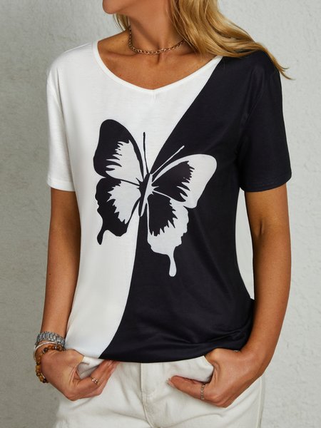 

Butterfly Casual Regular Fit Short Sleeve T-Shirt, Black-white, T-Shirts