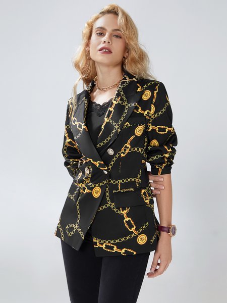 

Loose Lapel Collar Long sleeve Urban Loose Commuting Blazer, Black, Outerwear