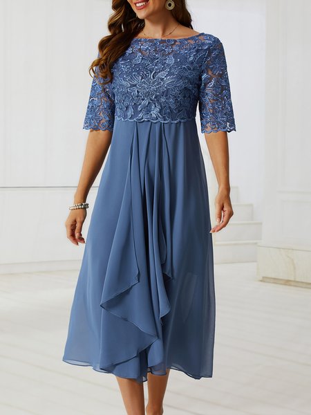 

Elegant Lace Swing Dress Bridesmaid Dress, Blue, Formal Dresses