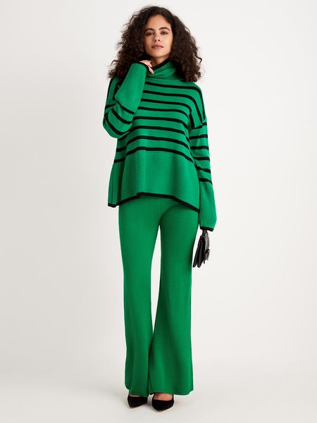

Casual Fashion Plain Pants, Green, Bottoms