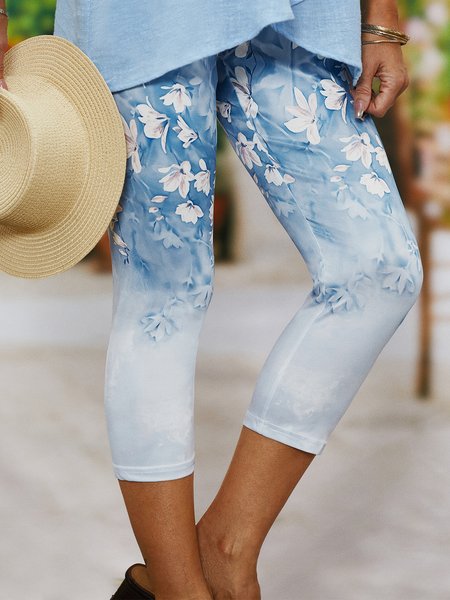 

Floral Casual Skinny Shorts, As picture, Pants