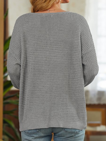 

Casual Plain Sweater, Gray, Sweaters