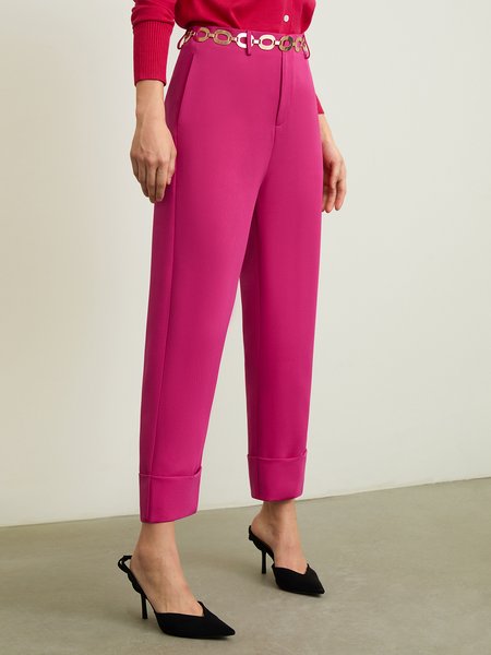 

Regular Fit Plain Fashion Pants, Rose red, Pants