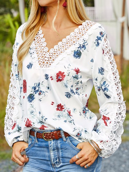 

Casual Regular Fit Blouse, White, Tops