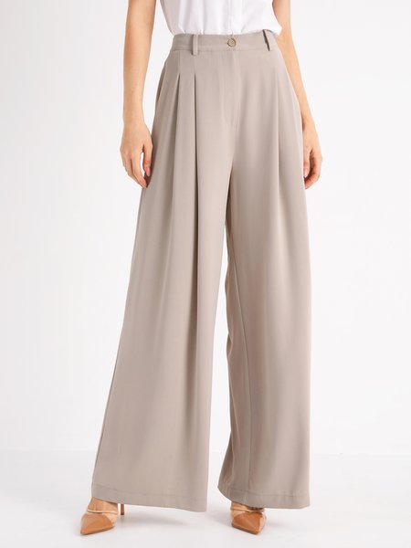 

Loosen Simple Wide Leg Work Pants, Light camel, Pants