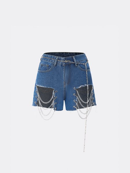 

Cotton Blends Sexy Denim Shorts, Blue, Jeans