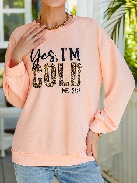 

Casual Yes, I'm Cold Me 24:7 Loose Leopard Sweatshirt, Pink, Sweatshirts & Hoodies