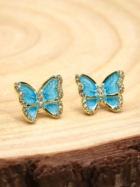 

JFN Vintage Klein Blue Butterfly Diamond Earrings, Earrings