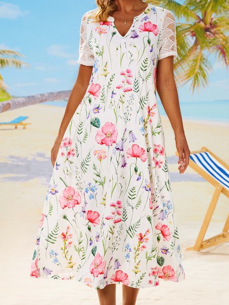 

Holiday flower button lace a long Prom Dress plus size, Multicolor, Dresses