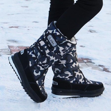 

Womens Warm Flat Heel Oxford Winter Snow Boots, Gray, Boots