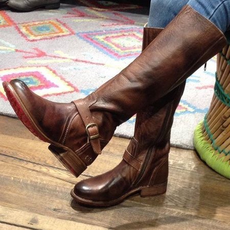 

zolucky Womens Artificial Leather Zipper Daily Vintage Boots, Deep brown, Boots
