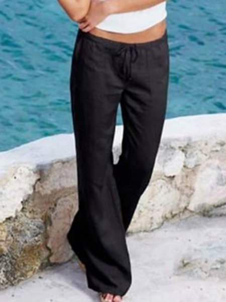 Casuale Pantaloni di cotone, Nero, Pants