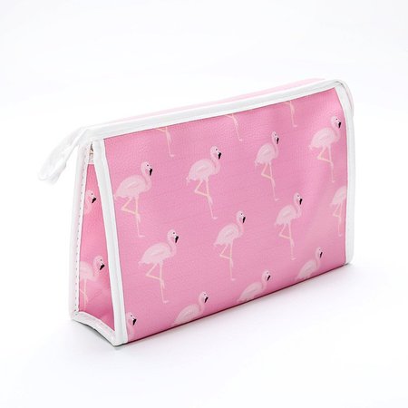 

Travel PU Portable Cosmetic Bag Large Capacity Waterproof Flamingo Wash Bag, Pink, Women's Bags