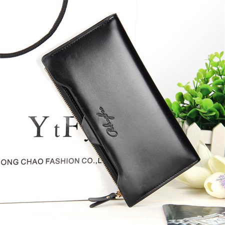 

JFN Women Oil Leather Ultrathin PU Leather Purse Wallet, Black, Wallets