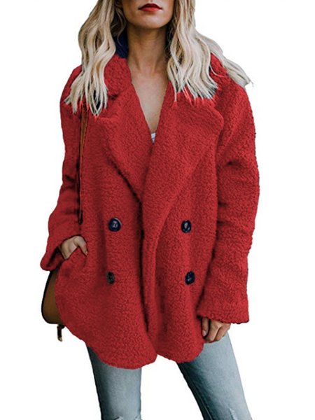 

Buttoned Casual Quilted Coat, Red, Outerwear