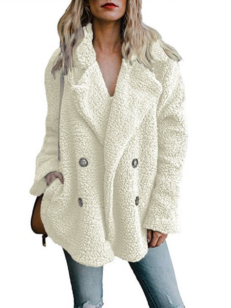 

Women Winter Teddy Bear Coat Fleece Long Sleeve Outwear, White, Auto-clearance