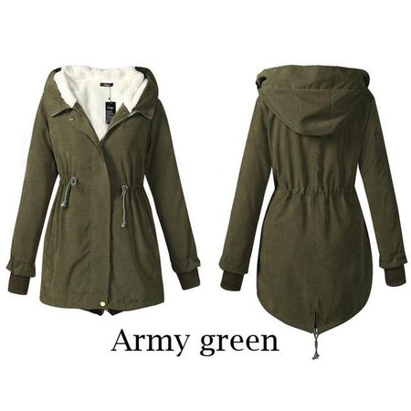 

Abstract Long Sleeve Hoodie Velvet Coats, Army green, Coats