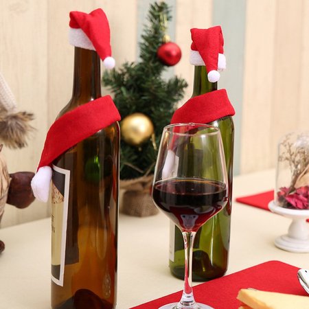 

zolucky 5pc/set Christmas Wine Bottle Cover Hat Christmas Decorations Bottle Wrap Scarf Party Decor, 1#, Home&Garden