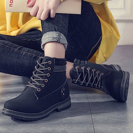 

Women Autumn Winter Fur Ankle Boots Waterproof Slip on Shoes Snow Boots, Black, Boots