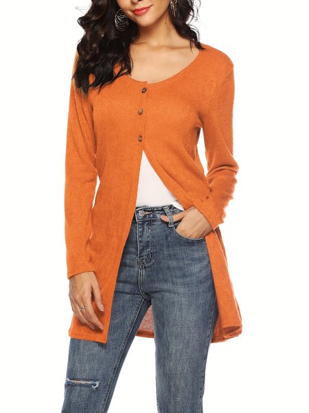 

Long Sleeve Buttoned Cardigan Top, Orange, Cardigans