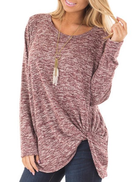 

Long Sleeve Crew Neck Cotton Casual Sweater, Dark pink, Hoodies & Sweatshirts