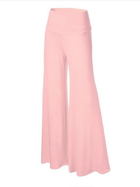 

Casual High Waist Sports Plus Size Wide Leg Pants, Pink, Pants