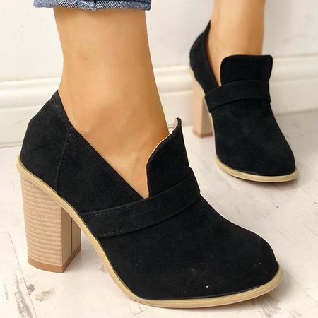 

Women Solid Thick Heel Elegant High Heel Cute Work Boots, Black, Auto-Clearance