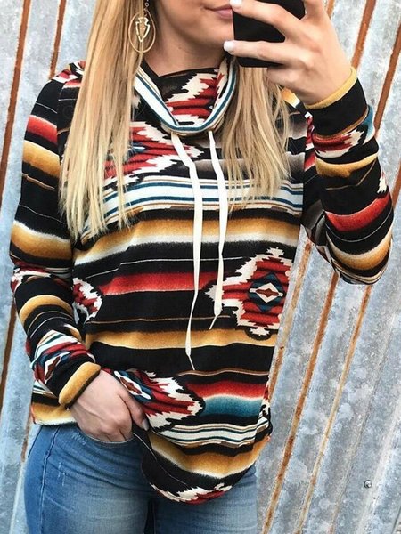 

Camicia con Manica Lunga Multicolori a Strisce Collo Stampato, Hoodies & Sweatshirts