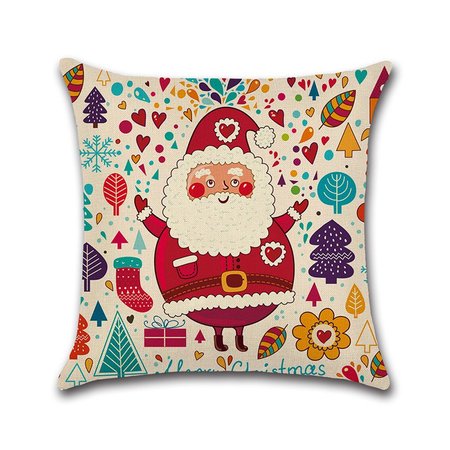 

Christmas Santa Claus Cotton Linen Cushion Cover Sofa Home Festival Decorative Pillowcase, 6#, Home&Garden
