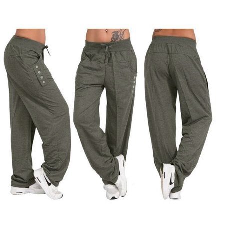 

Casual High Waist Oversized Loose Leggings & Sports Pants, Deep gray, Pants