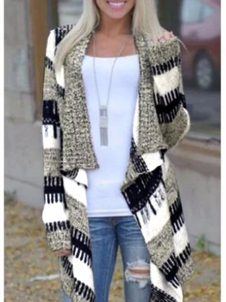 

Asymmetric Hem Snap Front Printed Cardigans, Gray, Winter Clearance