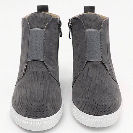 

Womens Fashion Sneakers Platform Wedges Strap High Top Zipper Penny Booties Faux Leather, Pink, Boots