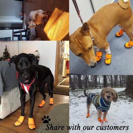 

Waterproof Dog Shoes Fluorescent Orange Dog Boots Adjustable Straps and Rugged Anti-Slip Sole Paw Protectors, Rose red, Auto-clearance