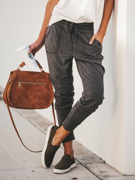 

Pantaloni 4 Colori Pianura Semplice & Di base Tutte le Stagioni Naturale Tasche, Grigio intenso, Pants