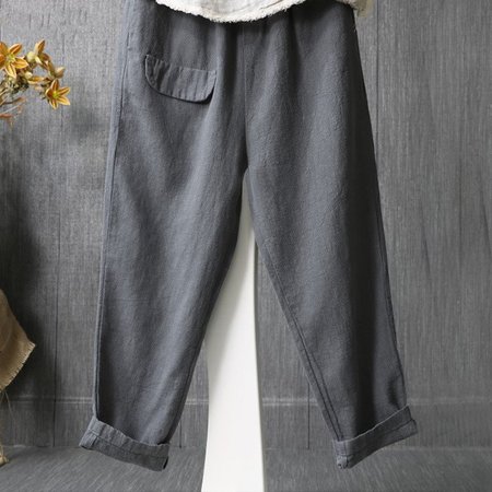 

Pantaloni da Donna Nuovo Solido Colore Cottone Confortevole Casuale Multi-bag Harem, Blu, Pants