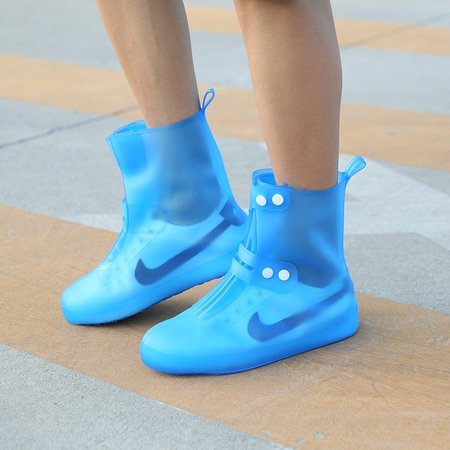 

Pvc Waterproof Non-Slip Flat Heel All Season Overshoes Rain Boots, Blue, Boots