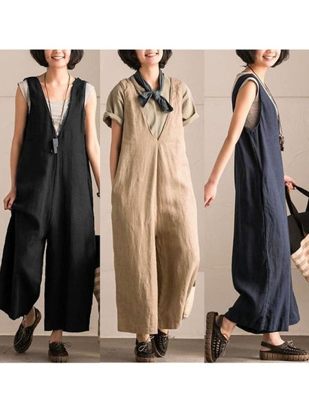 

Sleeveless Linen Pants, Black, Pants