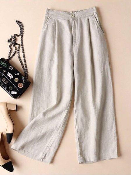 

Solido tasche Elastico Biancheria Casuale Dritto Pantaloni, Grigio chiaro, Pants