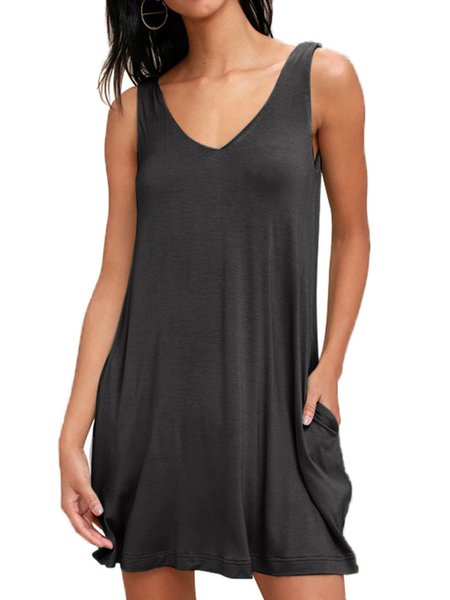 

Casuale Quotidiano Scollo a V senza maniche Abito, Grigio scuro, Dresses