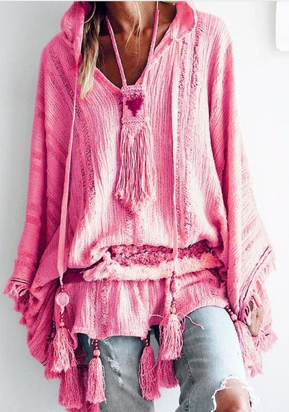 

zolucky Long Sleeve Casual Blouses, Rose red, Blouses & Shirts