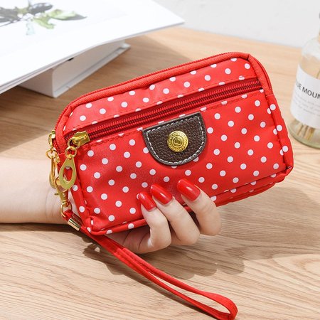

New Fashion Girl Women's Wallet Credit Card Key Phone Holder Zipper Purse, Red, Auto-Clearance