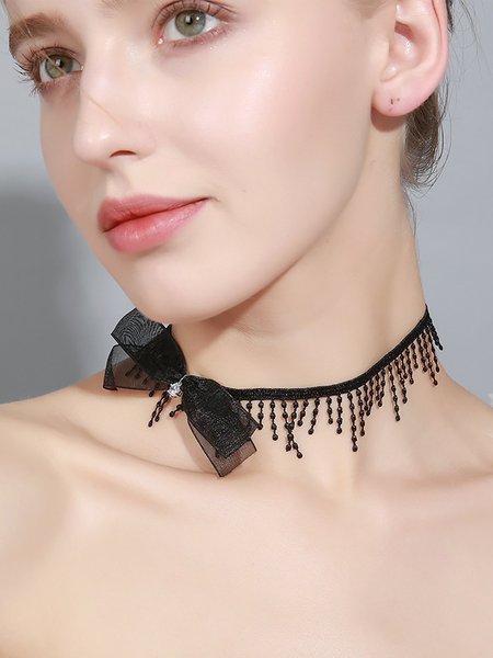 

Black Alloy Bow Choker, Chokers