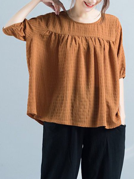 

Women Causal Solid Color Half Sleeves Top, Yellow, Auto-Clearance
