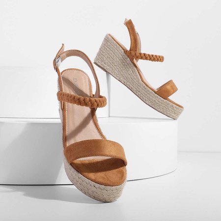 

comodo Estate Fibbia Sandali Espadrillas Sandali col Tacco Zeppa, Marrone, Sandals
