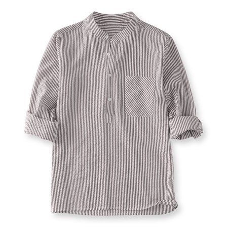 

Plus Size S- Men's Loose Casual Striped Breathable T-shirts, Beige, Men's basic shirt