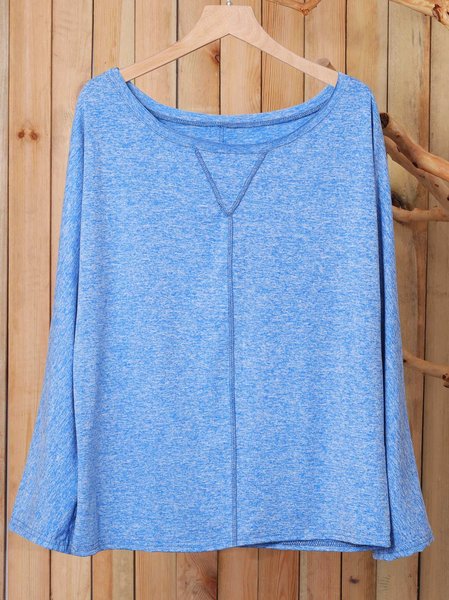 

Long Sleeve Casual Solid Top, Sky blue, Tees & T-shirts