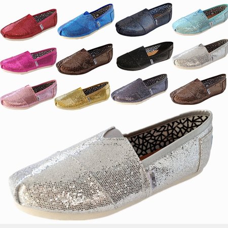

Zolucky Women Plus Size Toms Sparkling Glitter Flats, Multicolor, Flat & Loafers