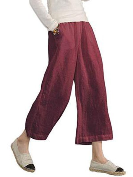 

Solido Casuale Lino Pantaloni, Vino rosso, Pants