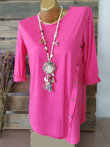 

Maglietta Casuale a 3/4 Manica, Rosa2, Blouses & Shirts